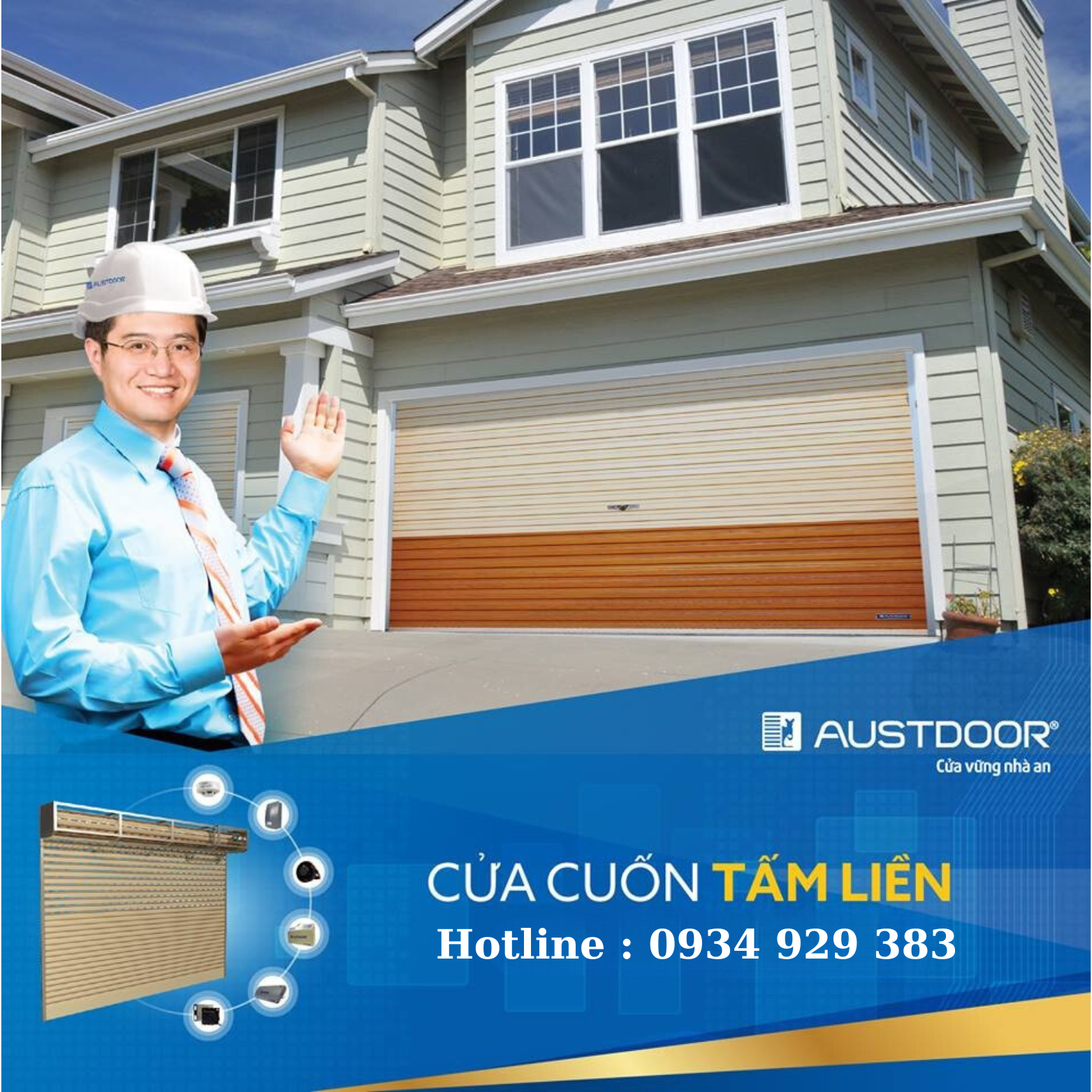 Thiết kế thân cửa dạng liền tấm, có hệ thống dây Polyguide & gioăng cao su chạy dọc thân cửa giúp giảm tối đa ma sát, tích hợp với công nghệ truyền động Austmatic giúp cửa cuốn thép Tấm liền Austroll vận hành êm ái, triệt tiêu tới 90% tiếng ồn khi đóng, mở cửa.